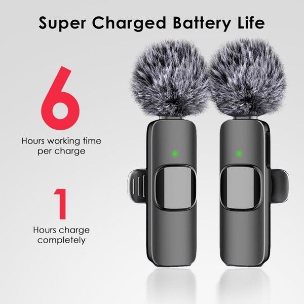 Kabelloses Mikrofon für iPhone, iPad, Android, Lavaliermikrofon für Videoaufnahmen – 2er-Pack iPhone-Mikrofon mit kristallklarer Aufnahme und USB-C für Podcast-Mikrofon, ASMR, TikTok