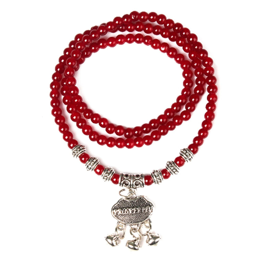 Bracelet perles agate rouge bonne chance