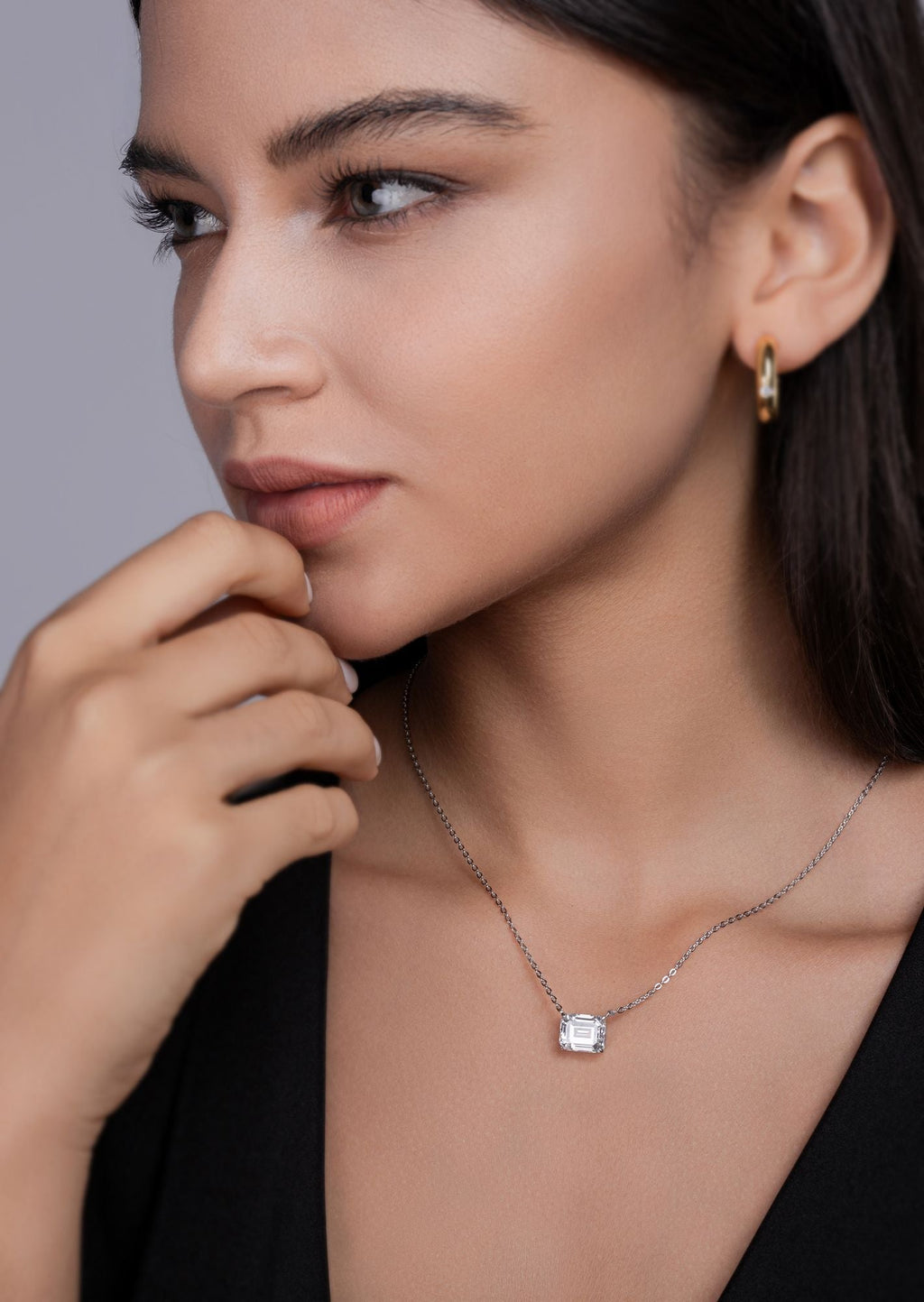 Mirage im Spiegel – Ein modisches und trendiges Schmuckset aus Halskette und Anhänger mit achteckigem 9*11 Moissanit, S925 Sterlingsilber und platinbeschichtetem Diamant
