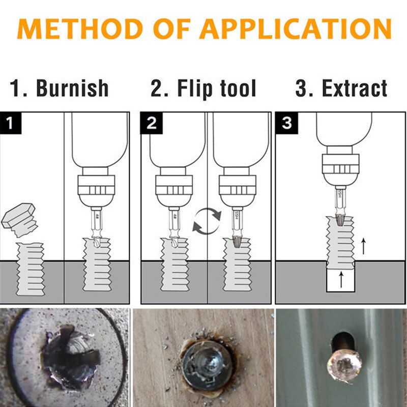Kit d'extraction de vis cassées, extracteur de boulons endommagés, outil de démontage de vis et boulons récalcitrants
