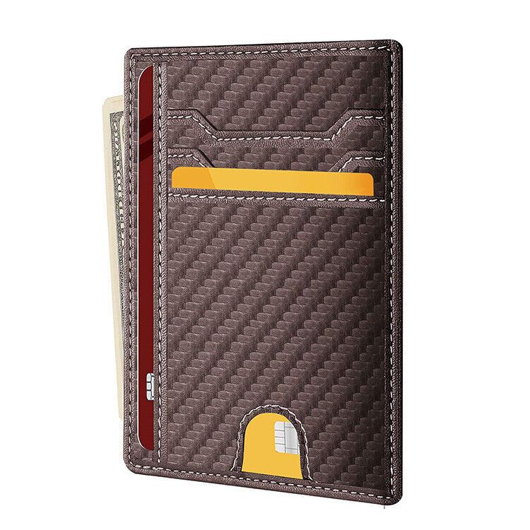 Herren Leder Slim Wallet Kreditkartenetui RFID Blocker Geldbörse Ausweis Geldfach PU USA