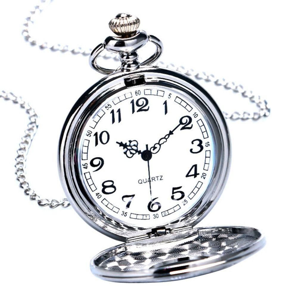 Montre de Poche Steampunk Vintage Unisexe Noire à Chiffres Romains, Pendentif Collier pour Homme et Femme avec Chaîne, Cadeau P427