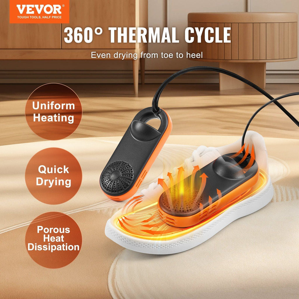 VEVOR Stiefeltrockner Schuhtrockner, tragbarer Schuhtrockner mit automatischer Temperaturregelung für Regenzeit und Winterreisen, ausziehbarer Stiefelwärmer, feuerfeste Trocknung für Schuhe, Handschuhe, Socken