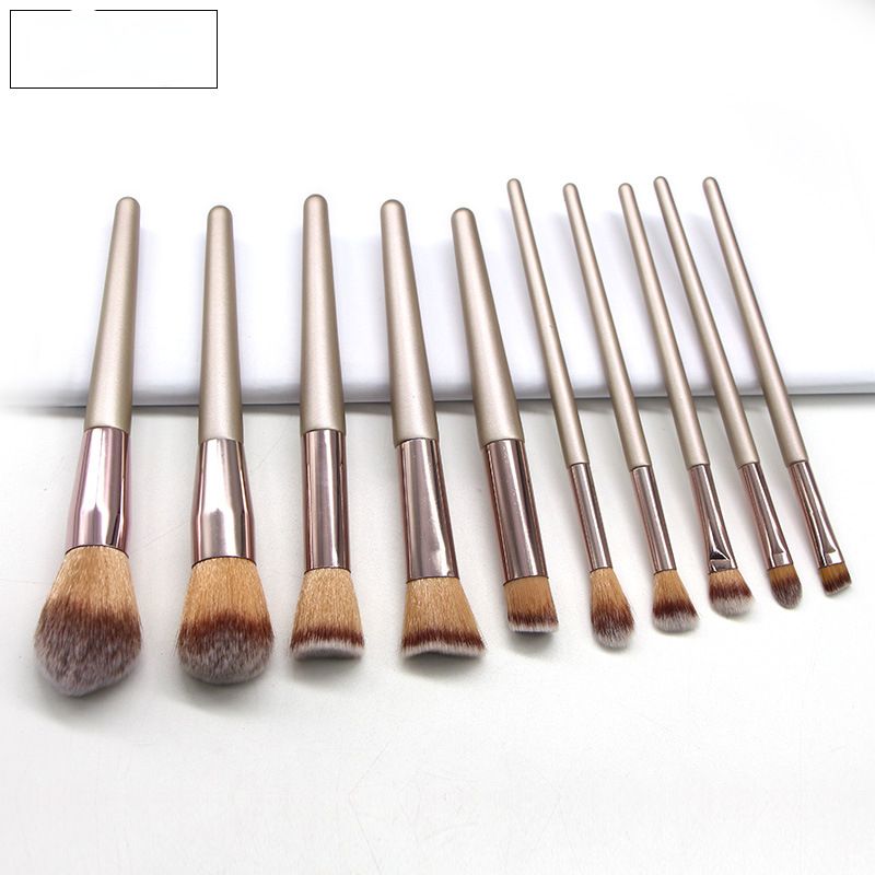 10 Stk. Hochwertiges professionelles Make-up-Pinsel-Set Lidschatten Braun Foundation Puder Kosmetik