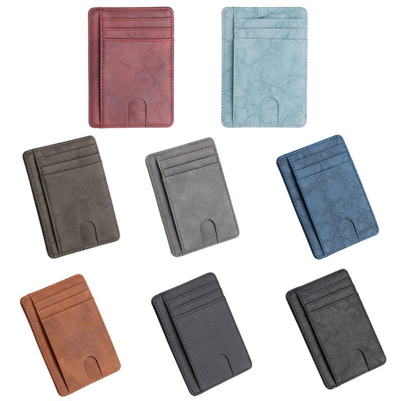 Herren Leder Slim Wallet Kreditkartenetui RFID Blocker Geldbörse Ausweis Geldfach PU USA