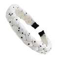Serre-tête tressé en éponge blanc avec pois, pour filles et femmes, accessoire de cheveux en forme de bande ou de boucle.