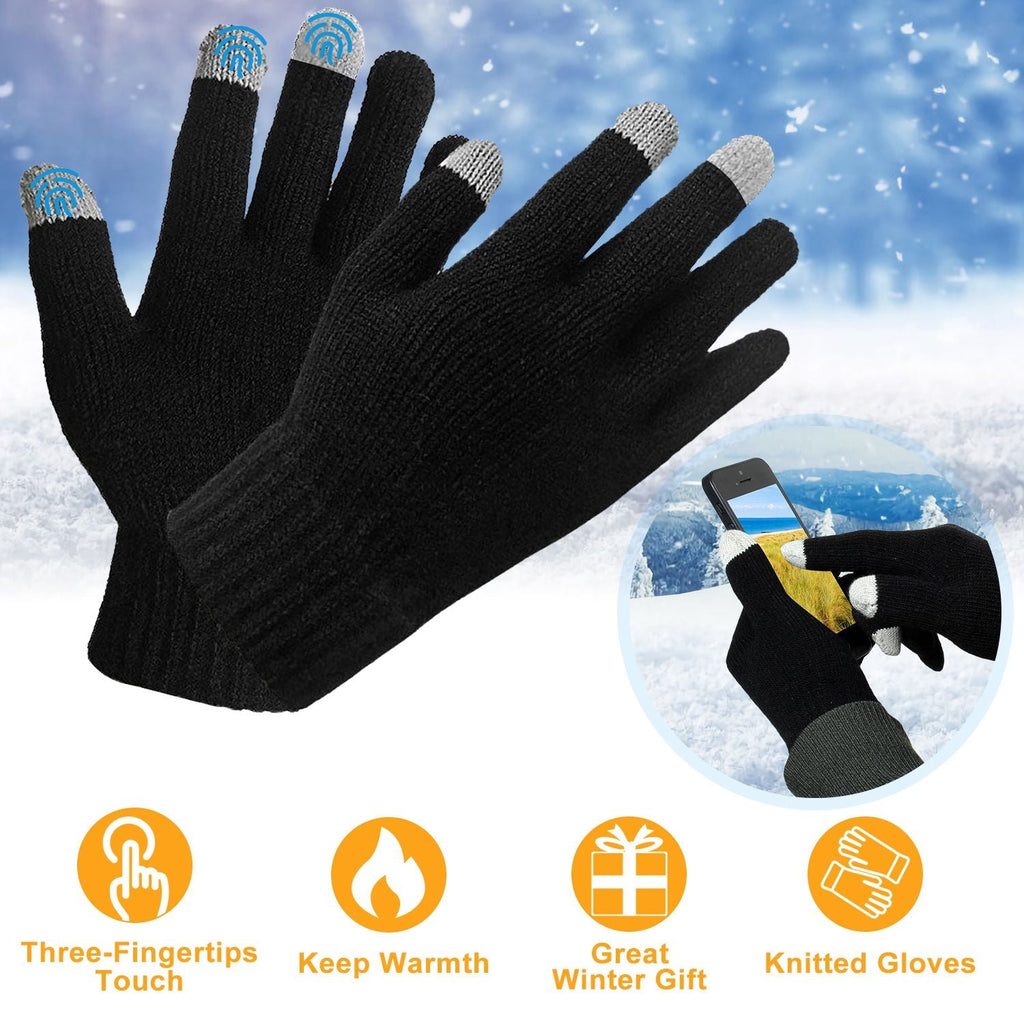 Gants écran tactile unisexe à doigts complets Gants tricotés chauds d'hiver pour la chaleur Course Cyclisme Camping Randonnée