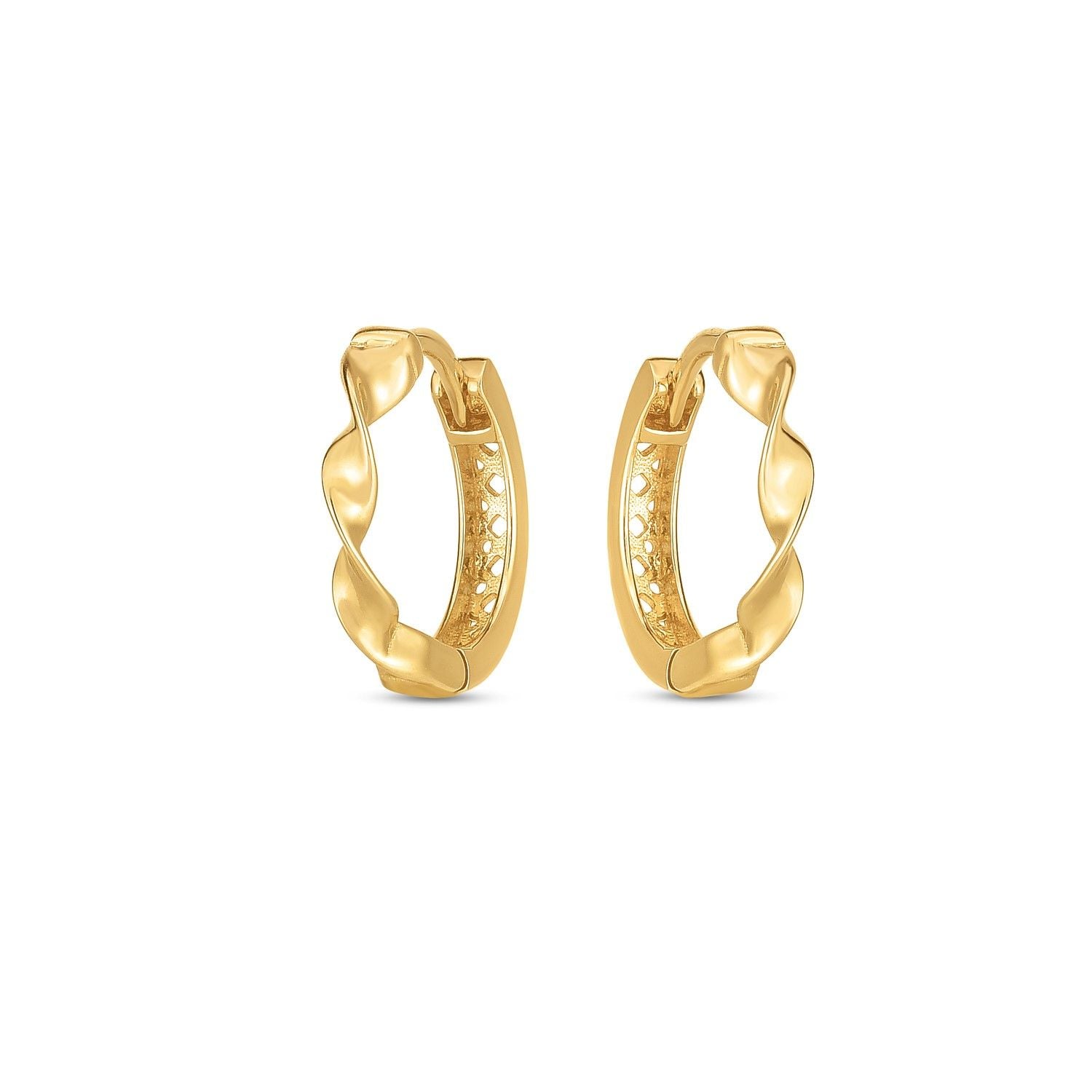 14K Gelbgold Twist Huggie Creolen