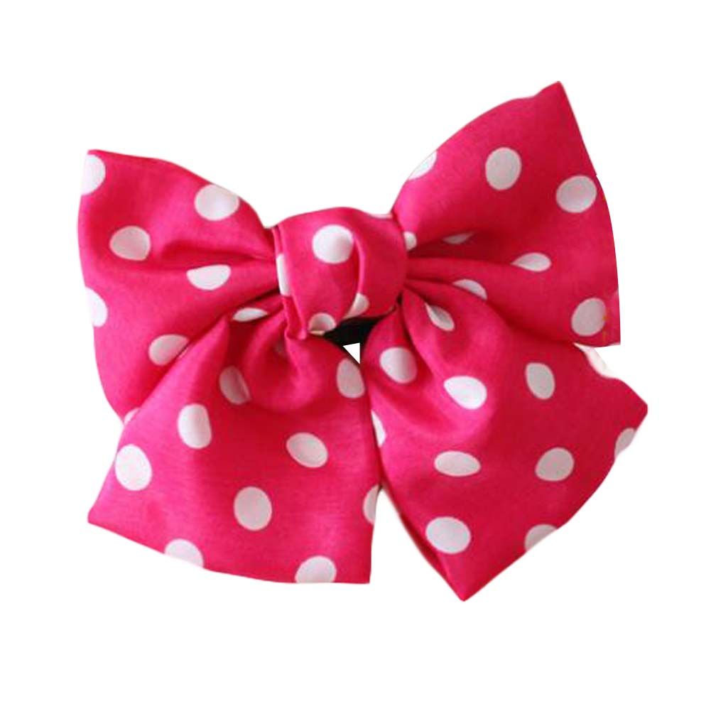 Niedliche Rosenrote Punkte Schleife Haarspangen Handgemachte Chiffon Haarspange