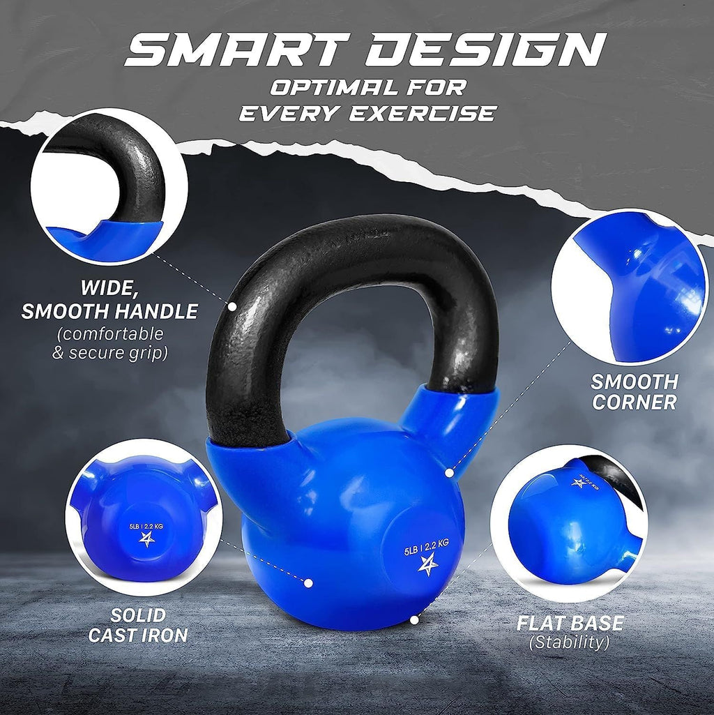 Kettlebell, 5-100 LB Vinylbeschichtete Gusseisen Kettlebells für Krafttraining, Home Gym Übungen, Fitness, Ganzkörpertraining, Liegestütze und Griffkraft