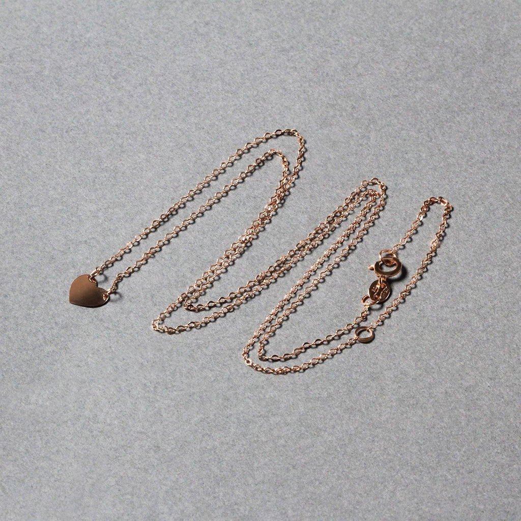 Collier mini cœur poli en or rose 14 carats