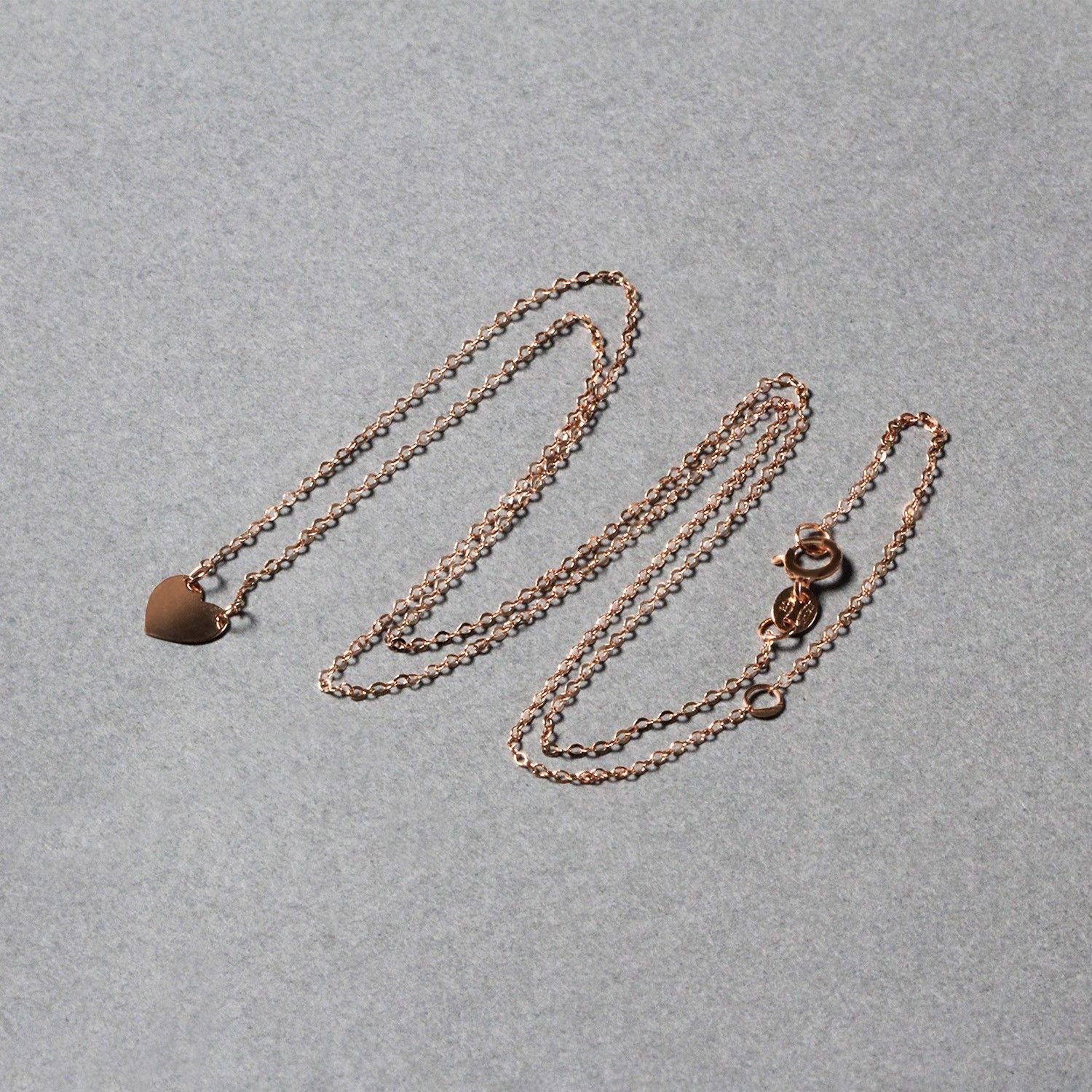 14k Roségold polierte Mini-Herzkette
