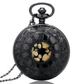 Montre de Poche Steampunk Vintage Unisexe Noire à Chiffres Romains, Pendentif Collier pour Homme et Femme avec Chaîne, Cadeau P427