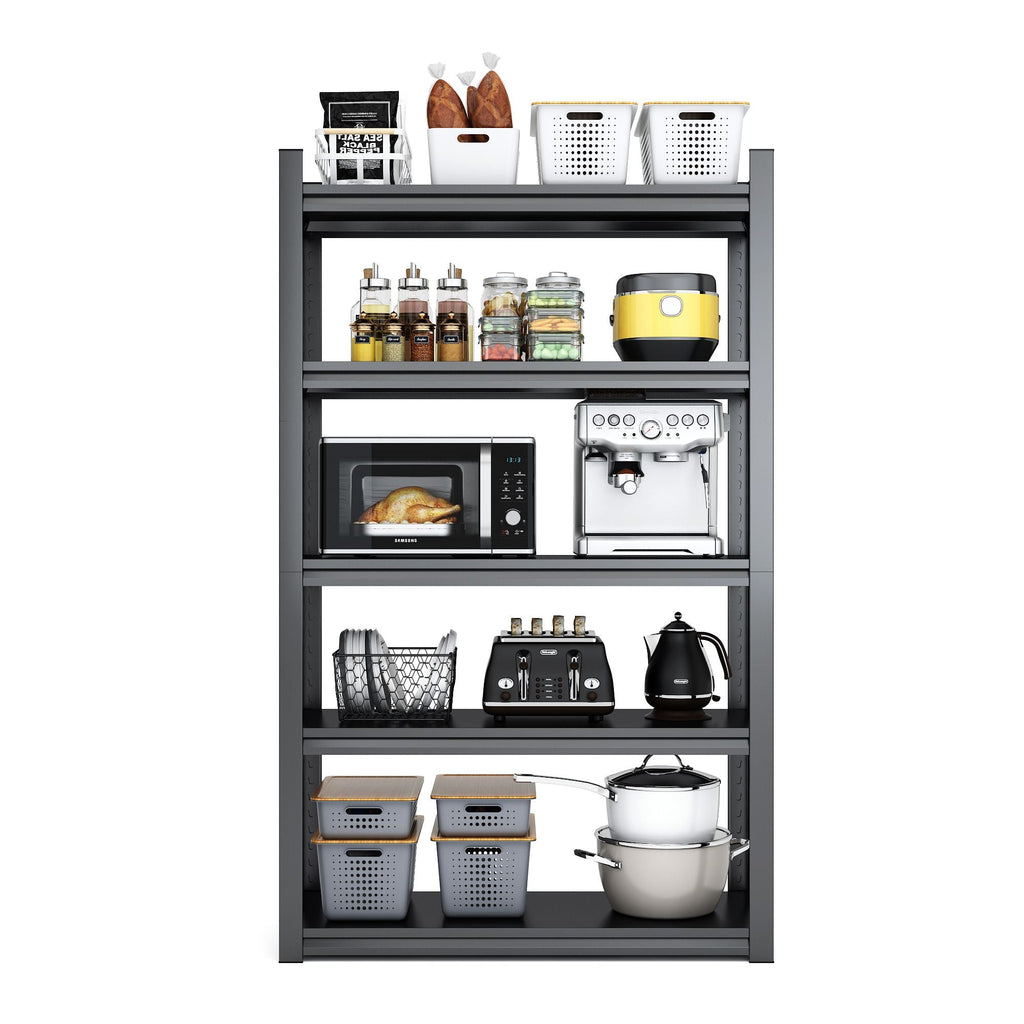 72 Zoll H, 5-stöckiges Metallregal für Lagerung, Garagenregal, 900 kg Schwerlastregal, verstellbares Garagenregal, industrielles Regal, Ablageregal, 90 cm B x 40 cm T x 183 cm H, Schwarz