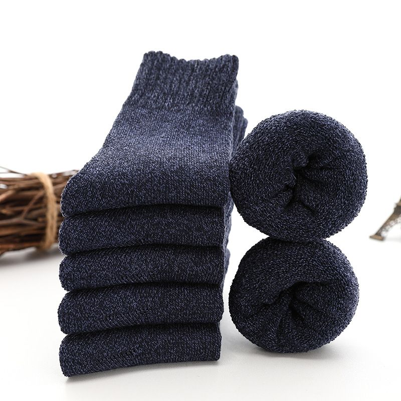 5 Paires Chaussettes Épaisses en Laine Homme Haute Qualité Serviette Garder au Chaud Chaussettes d'Hiver Coton Cadeau de Noël Chaussettes Pour Homme Thermique Taille 38-45