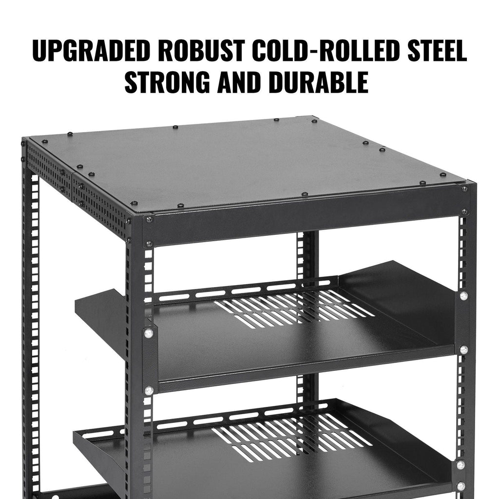 12HE Open Frame Serverschrank, 23-40 Zoll verstellbare Tiefe, freistehender oder wandmontierter Netzwerk-Serverschrank, 4-Pfosten AV Rack mit Rollen, hält alle Ihre Netzwerk-IT-Geräte AV-Ausrüstung Router Modem
