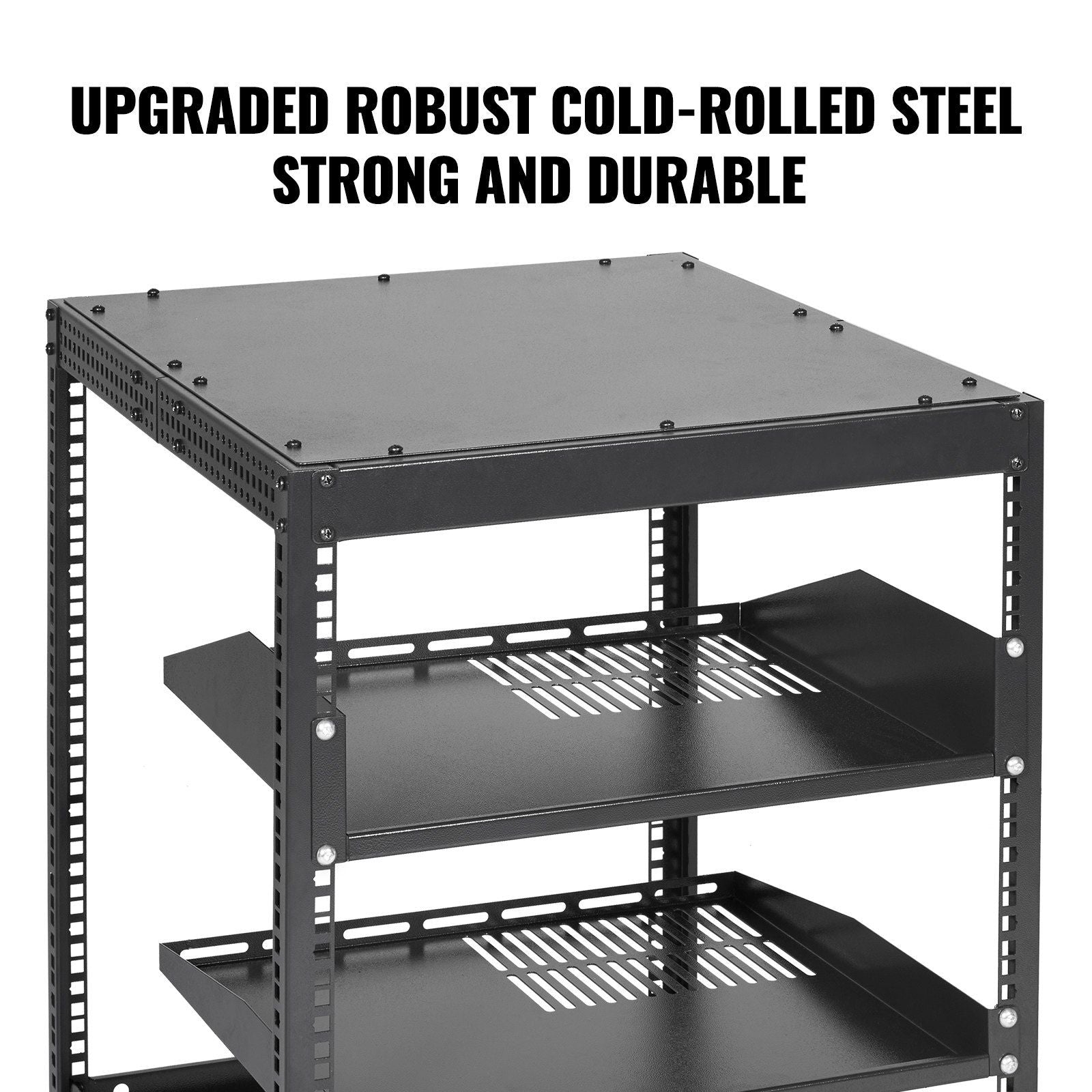 12HE Open Frame Serverschrank, 23-40 Zoll verstellbare Tiefe, freistehender oder wandmontierter Netzwerk-Serverschrank, 4-Pfosten AV Rack mit Rollen, hält alle Ihre Netzwerk-IT-Geräte AV-Ausrüstung Router Modem