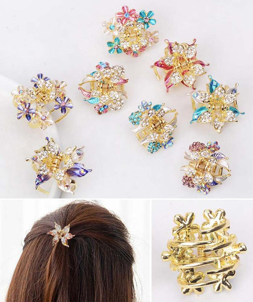 2 Stück Strass-Haarklammern, kleine Kieferklammern, Bling Haarspangen, Blume-15