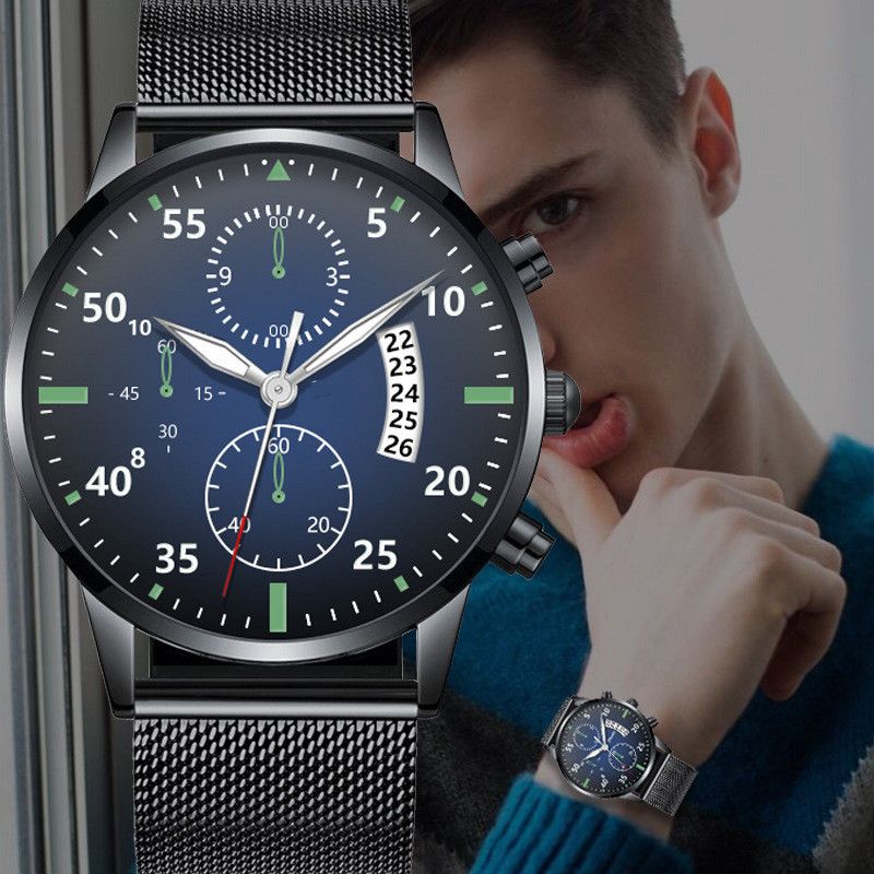 Montre Homme Calendrier Lumineux Trois Yeux Et Six Aiguilles