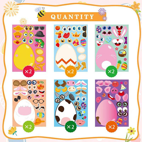 24 Stück; Ostereier DIY Bastelaufkleber Oster Puzzle Partyspiel Aufkleber; Osterschmuck; Osterdekorationen; Ostergeschenk; Feiertagsdekorationen; Raumdekor; Szenendekor; Osterkorb Füller