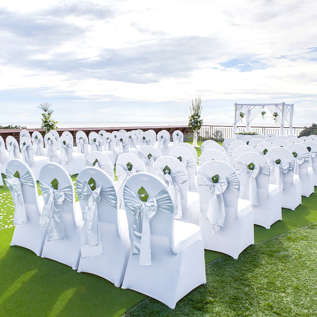 Housses de chaise pliante extensibles en Spandex, universelles et ajustées, amovibles et lavables, pour mariage, vacances, banquet, fête, célébration, salle à manger (50 pièces blanches)