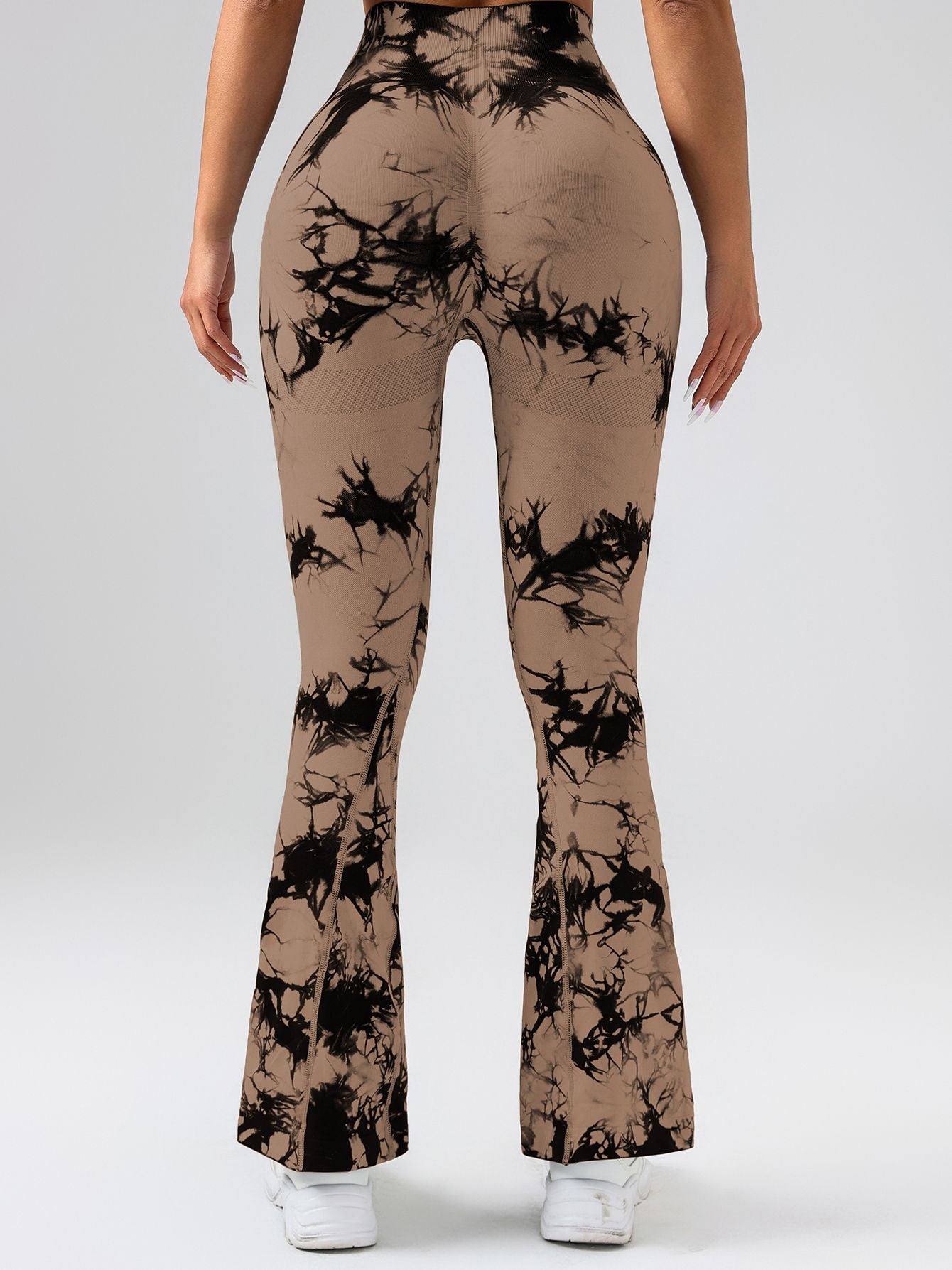 Damen High-Waist Yoga-Hose mit Bauchkontrolle und Schlag, Tie-Dye Stretch Slimming Bootcut Trainingshose, Fitness & Sport Activewear