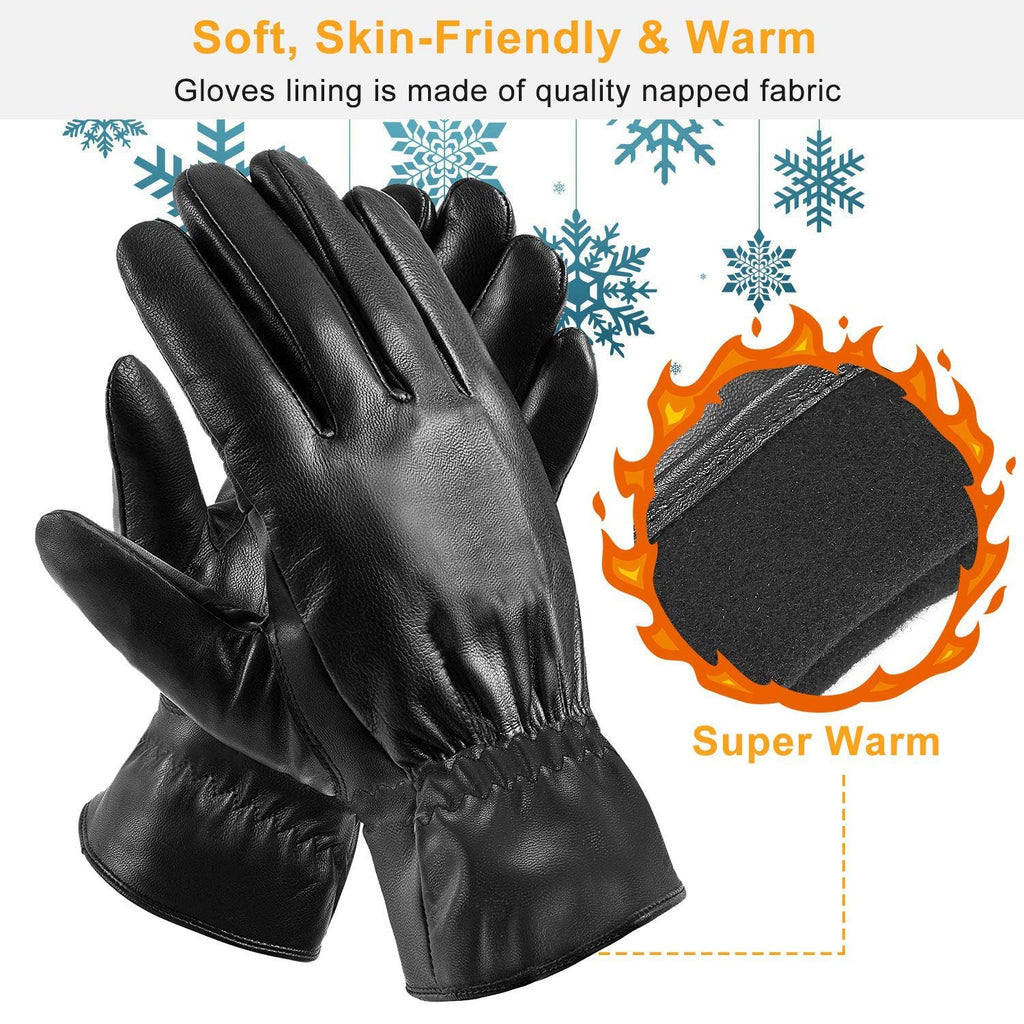 Unisex Leder Winter Warme Handschuhe Outdoor Winddichte Weiche Handschuhe Radfahren Skifahren Laufen Kalte Winterhandschuhe