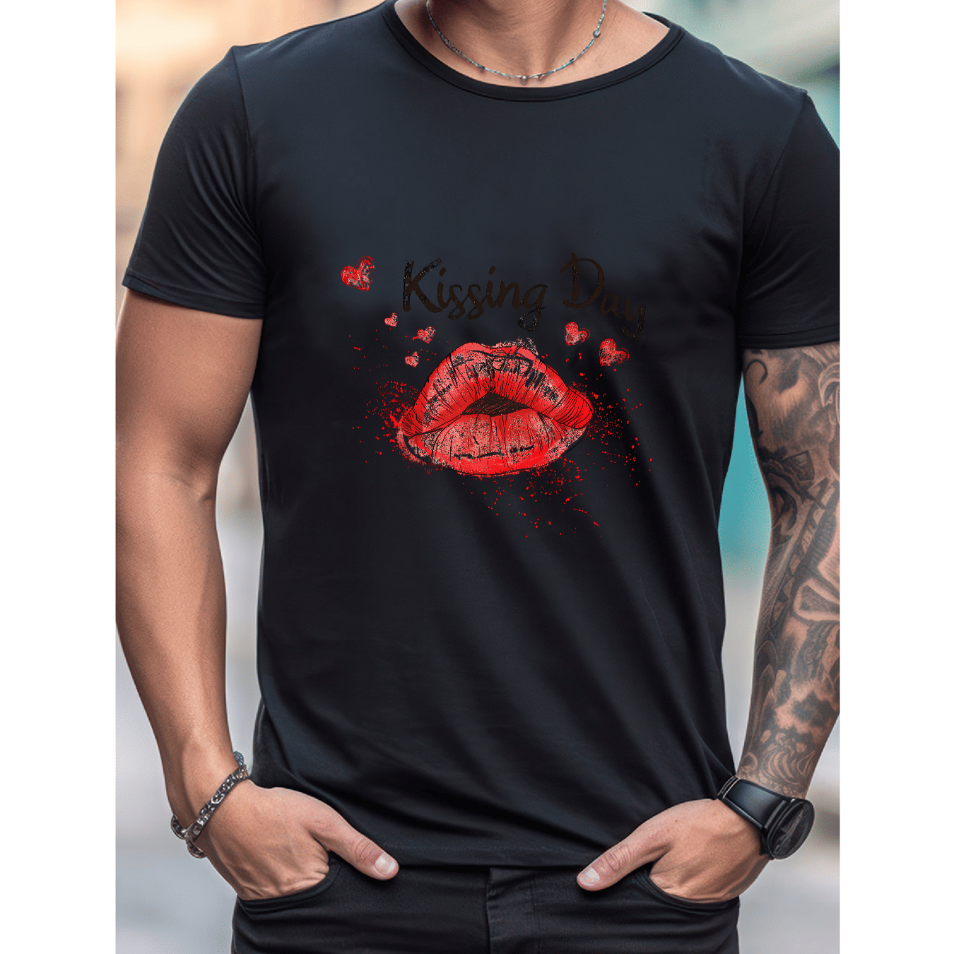 Stilvoll feiern mit diesem 100 % Baumwoll-Herren-T-Shirt zum Valentinstag