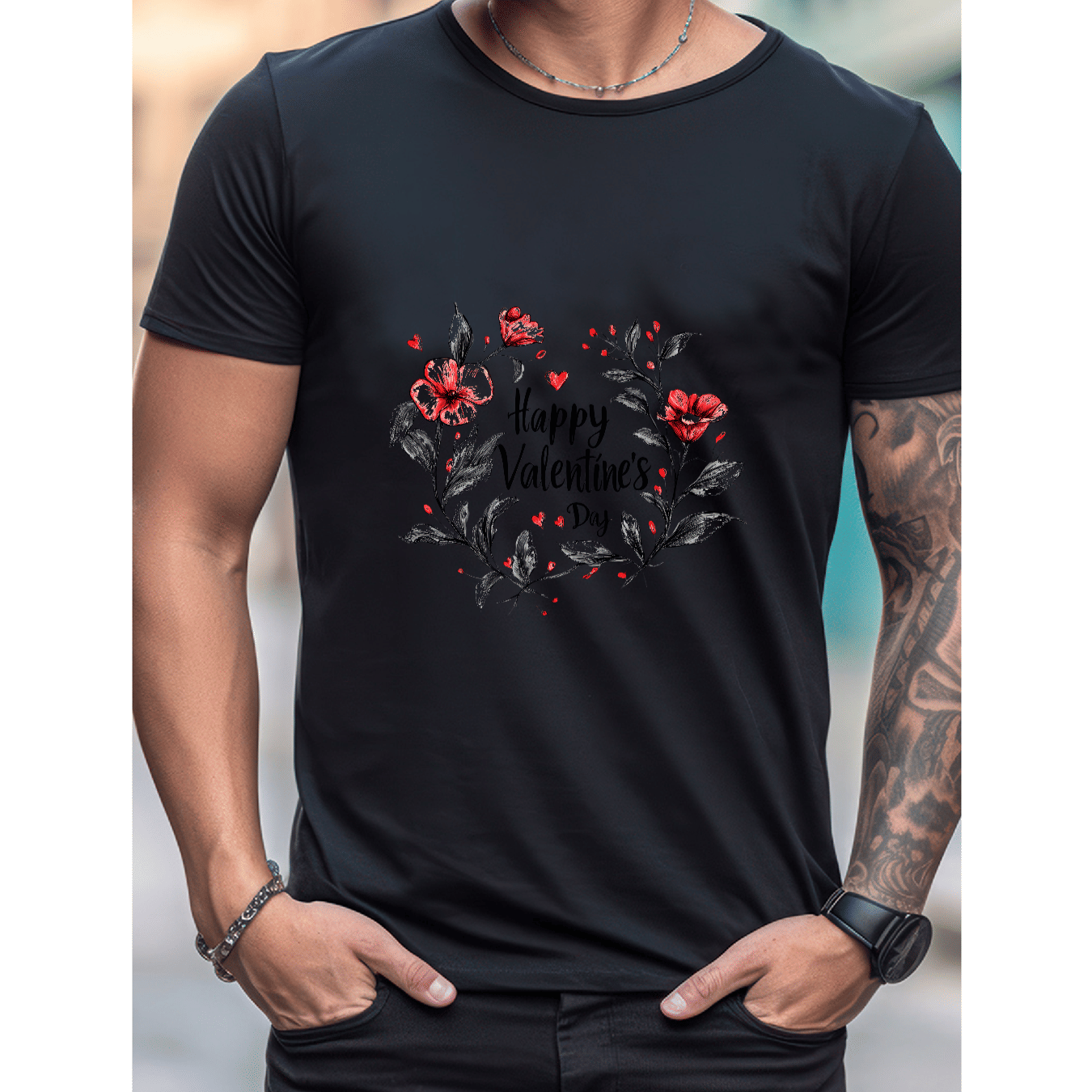 Stilvoll feiern mit diesem 100 % Baumwoll-Herren-T-Shirt zum Valentinstag