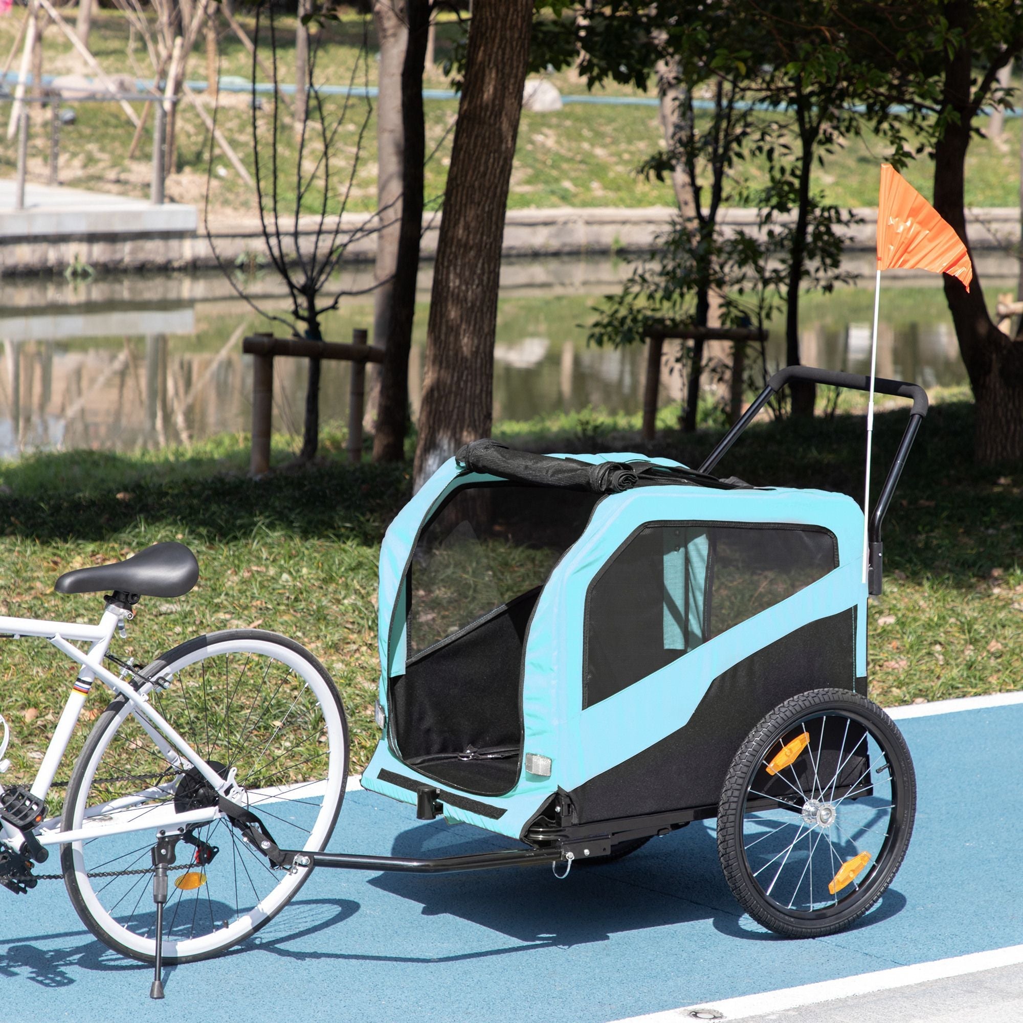 Haustier-Kinderwagen - 2-in-1 Großer Hundeanhänger & Kinderwagen Combo mit Sicherheitskupplung Schnellspannrädern Fußstütze Haustier Fahrradanhänger
