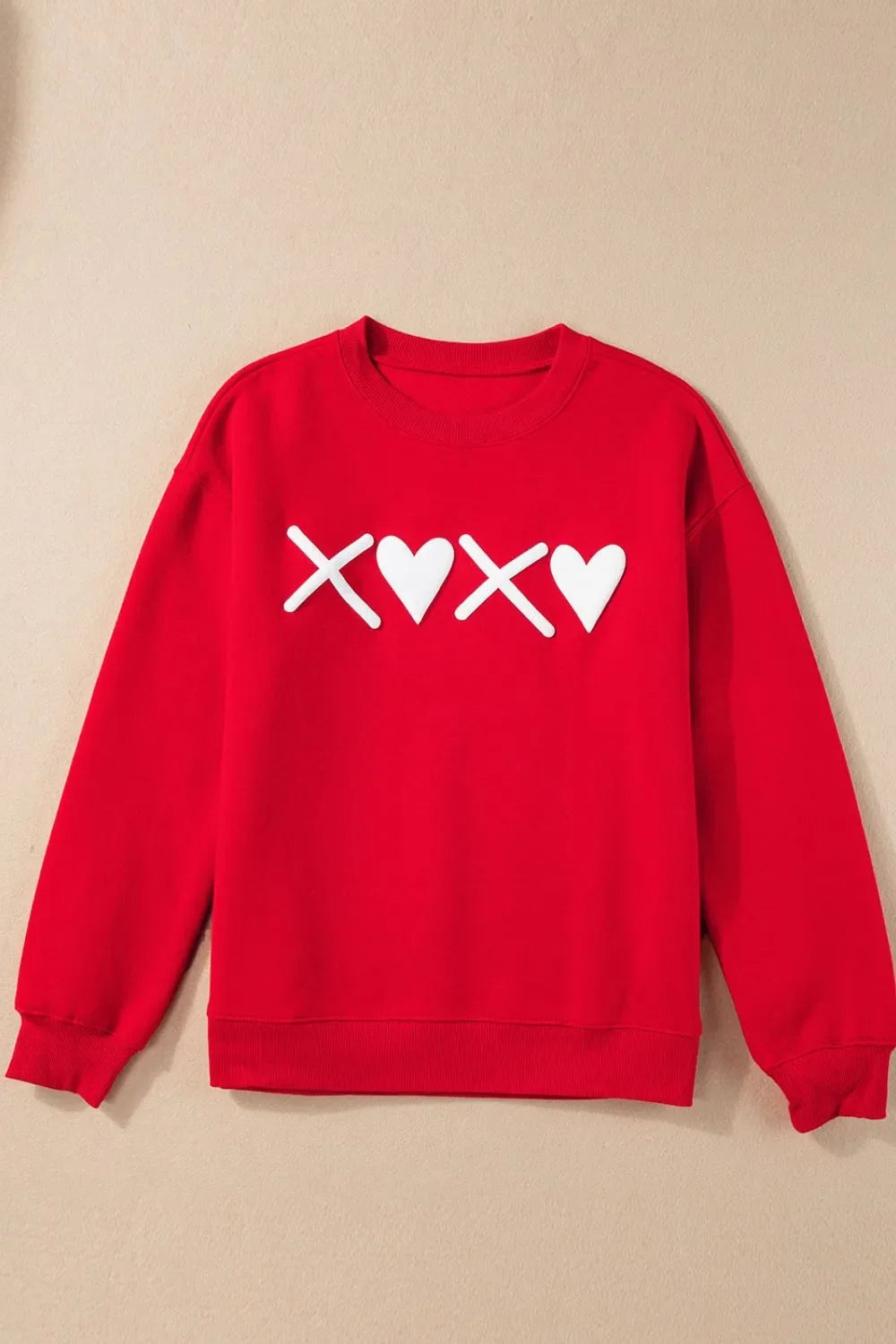 Valentinstag XOXO Rundhals-Sweatshirt mit überschnittenen Schultern