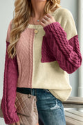 Double Take Colorblock-Pullover mit überschnittenen Schultern