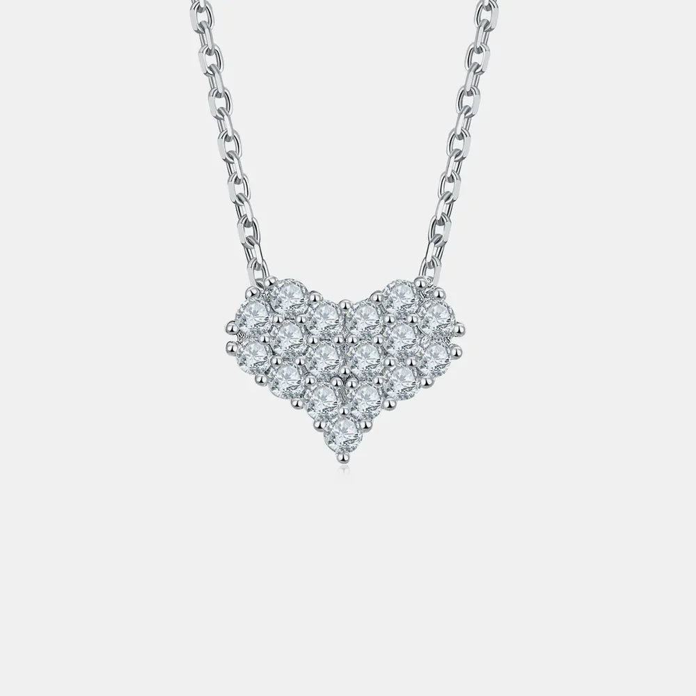 Moissanit 925 Sterling Silber Herz Halskette