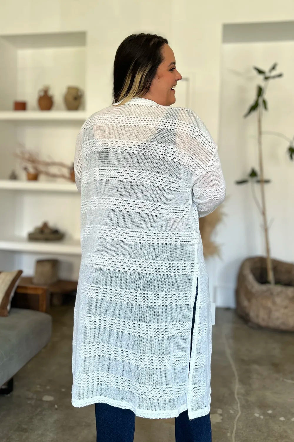 Cardigan long ouvert en maille Double Take