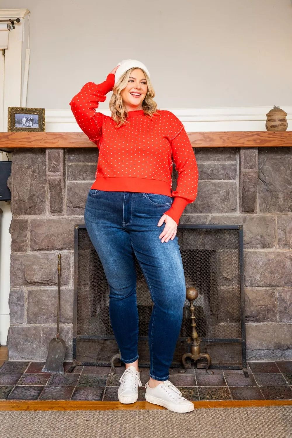 Judy Blue Thermohose, Röhrenschnitt, verwaschen, Große Größen
