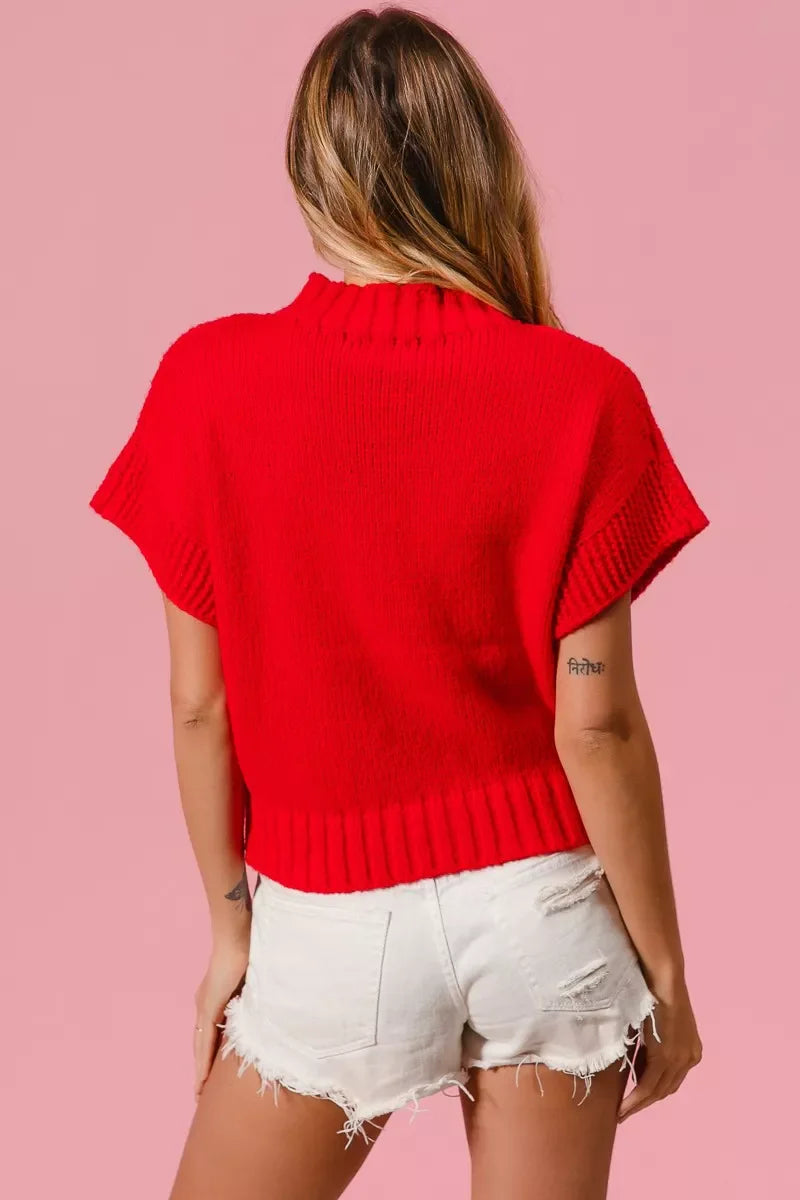 Pull de la Saint-Valentin BiBi avec motif cœur et bords-côtes
