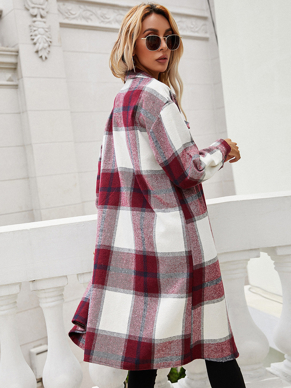Veste-chemise longue à carreaux Ivy Lane