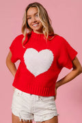 Pull de la Saint-Valentin BiBi avec motif cœur et bords-côtes