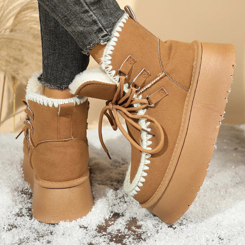 Bottes de neige compensées doublées sherpa