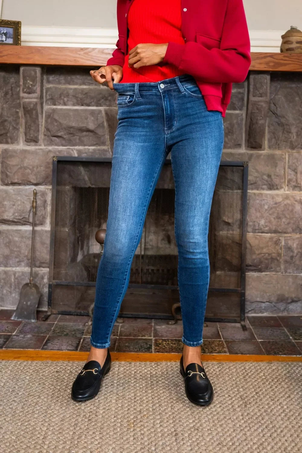 Judy Blue Thermohose, Röhrenschnitt, verwaschen, Große Größen