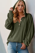 Caftan Double Take à capuche et à manches longues, demi-boutons, pleine taille
