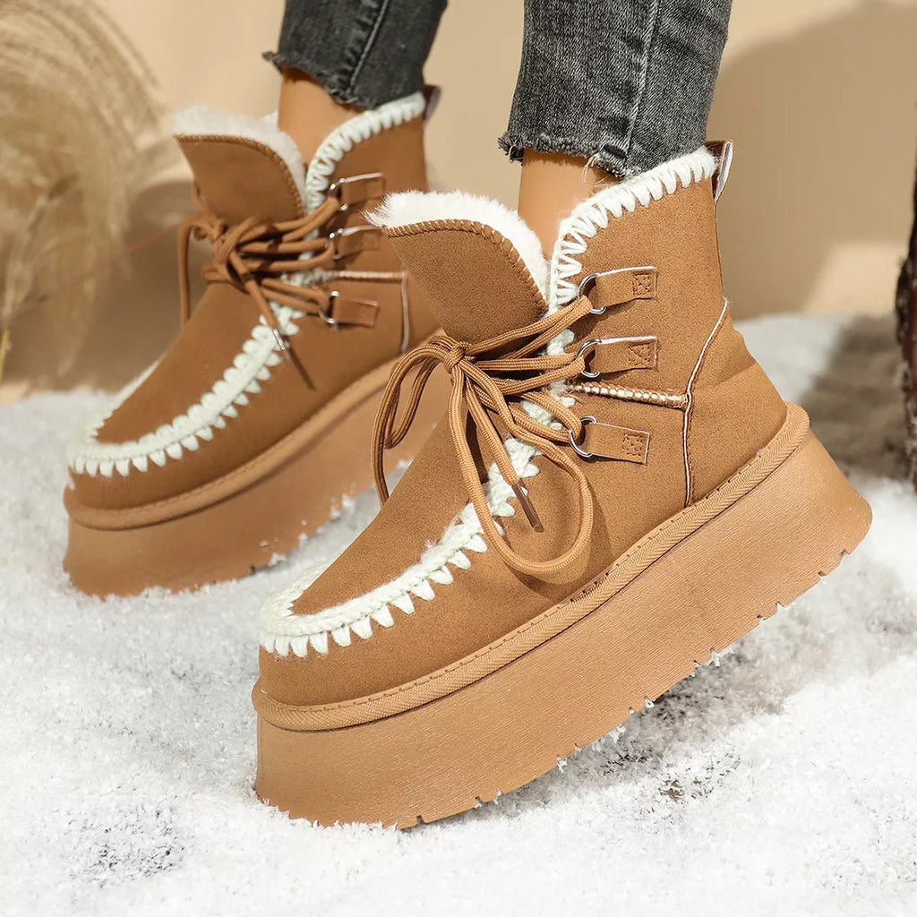 Bottes de neige compensées doublées sherpa