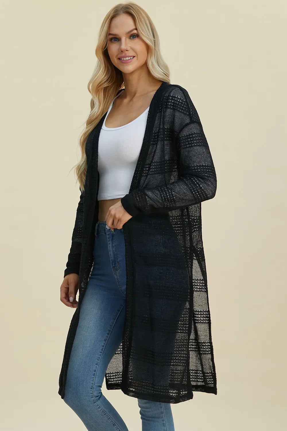 Cardigan long ouvert en maille Double Take