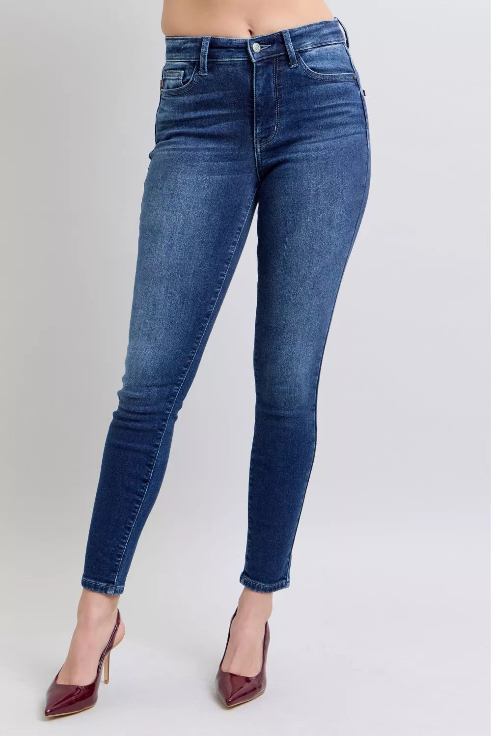 Judy Blue Thermohose, Röhrenschnitt, verwaschen, Große Größen