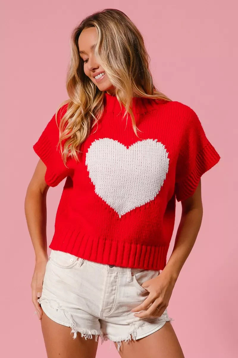 Pull de la Saint-Valentin BiBi avec motif cœur et bords-côtes