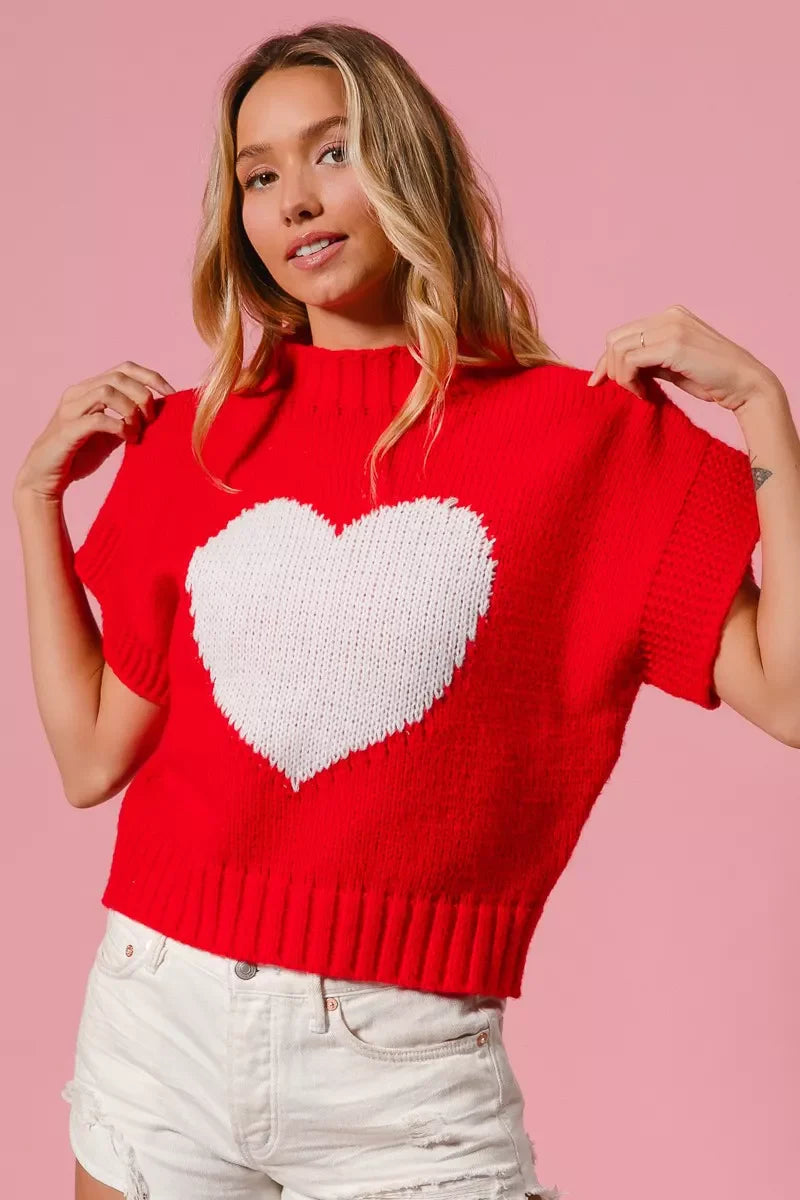 Pull de la Saint-Valentin BiBi avec motif cœur et bords-côtes
