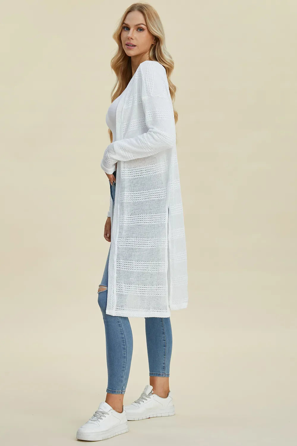 Cardigan long ouvert en maille Double Take