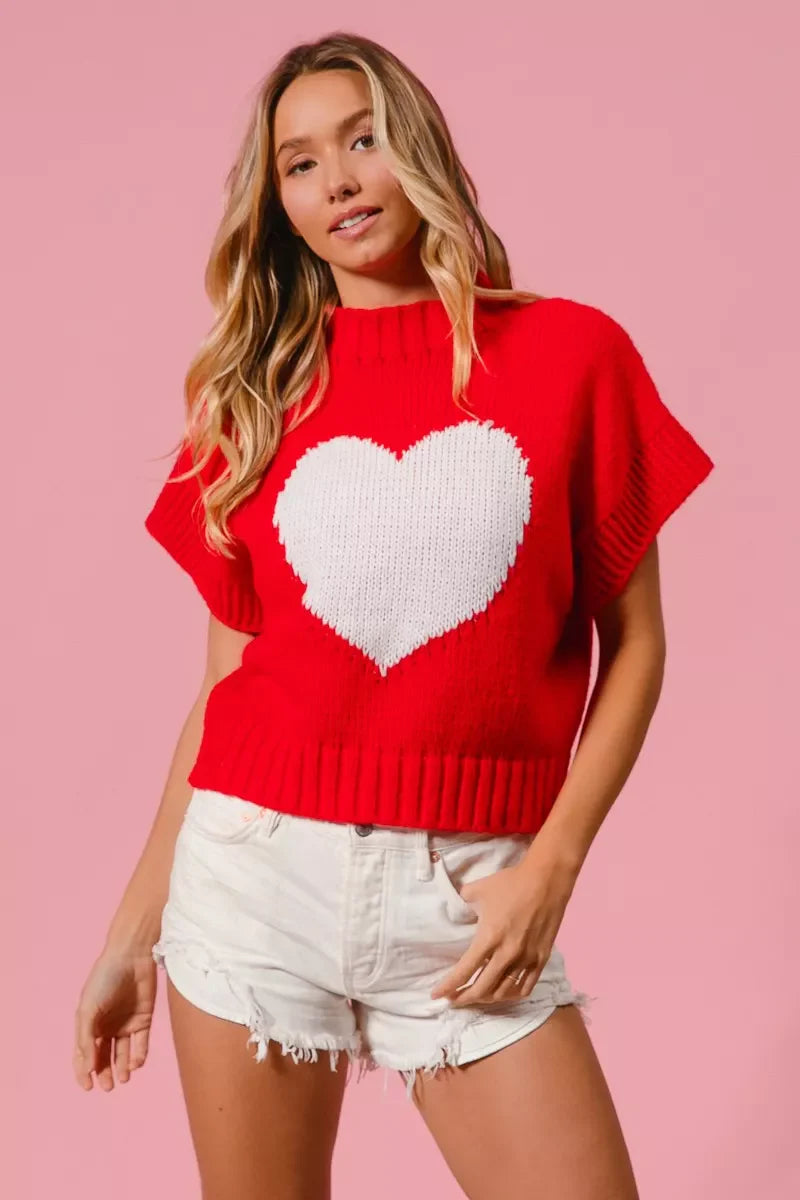 Pull de la Saint-Valentin BiBi avec motif cœur et bords-côtes