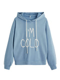 SweatyRocks Damen Hoodies Langarm Pullover Kordelzug Sweatshirt Hoodies mit Tasche Staubblau Schriftzug XXL