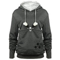 Sweat-shirt à capuche pour femme - Grand pull - Housse de transport pour animaux de compagnie - Pochette pour chat et chien (Gris foncé, Très grand)